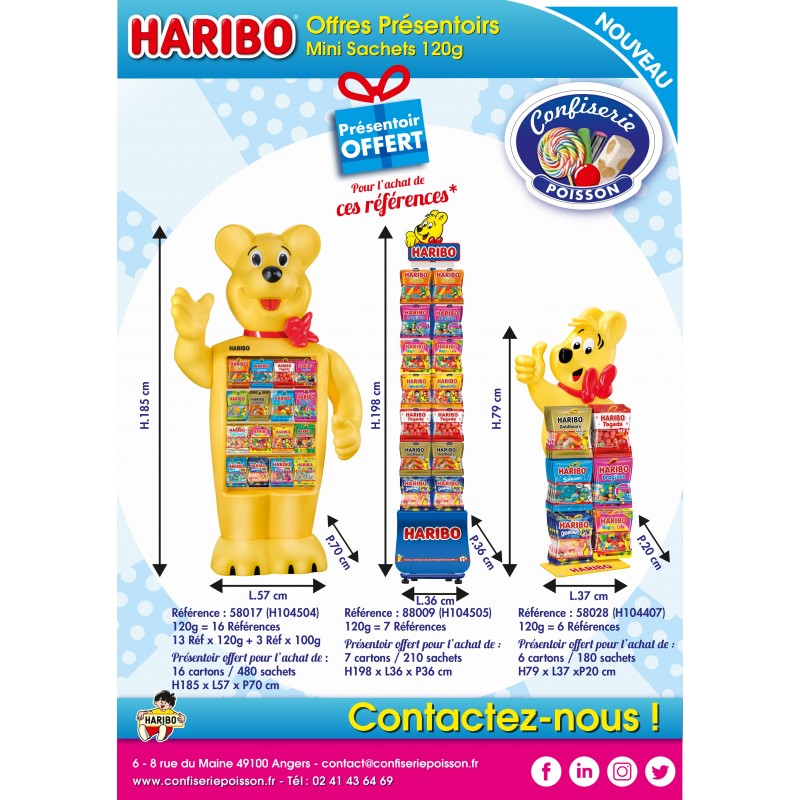 180 sachets Haribo 120 gr + Présentoir Ours