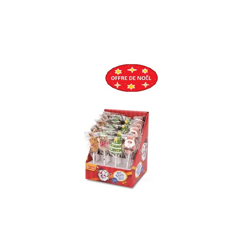 Sucettes Mini Santa Jelly Pop 4 personnages noel guimauve