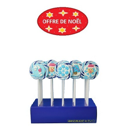 Sucette Iris Blue Christmas sucre cuit fetes noel 60gr