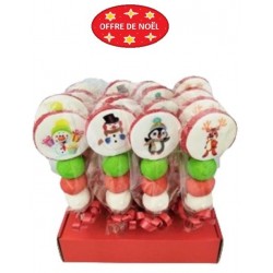 Brochette Christmas Mallow 4 dessins fetes 45gr blanc rouge et vert