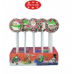 Sucettes Joyful Christmas sucre cuit fetes noel pere noel lutin rouge et vert