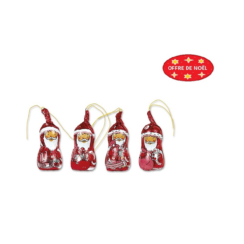 Père Noël Chocolat 12.5 Gr emballé individuellement en alu coloré décoration noel