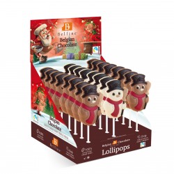 Boite sucettes Lollipops bonhomme de neige Lait 25gr chocolat noel