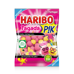 Bonbons Haribo, Tagada Pik Lemonade, bonbons acidulés, sachet 100g, gourmandises citronnées, Haribo Tagada Pik.