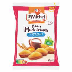 sachet de madeleine gourmande et moelleuse St Michel nature 85 gr en colis de 24