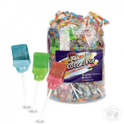 tubo 100 sucettes couleurs coloripop fizzy petite modele fun forme de pinceaux