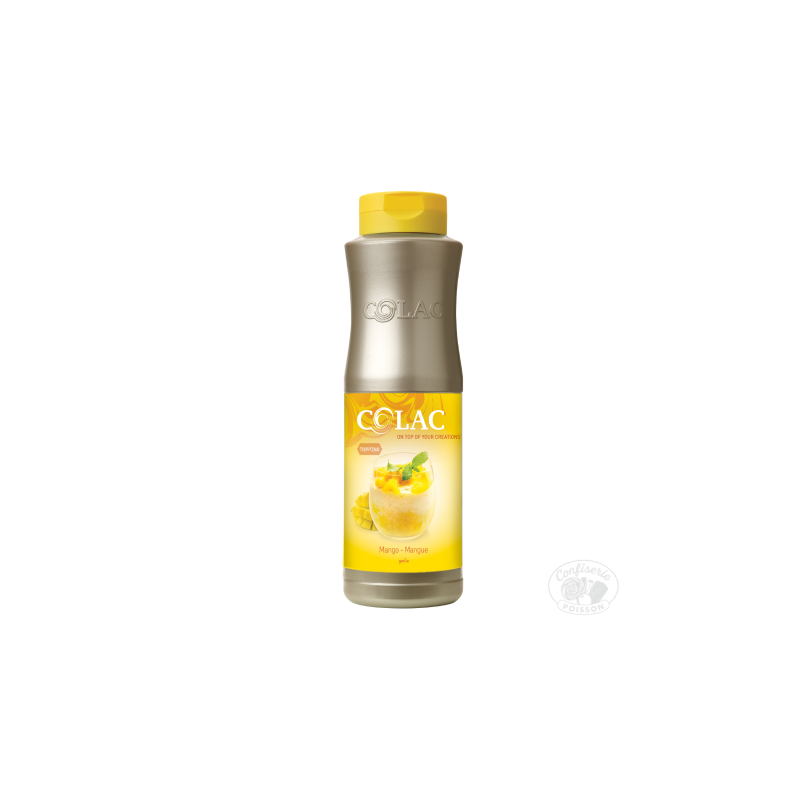 bouteille de coulis mangue professionnel 1kg topping glace crepe et gaufre