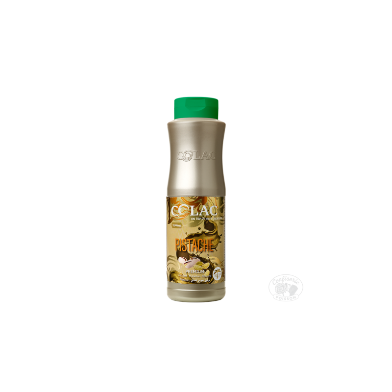 bouteille 900gr topping colac pistache premium garniture pour dessert professionnels type glace crepe et gaufre