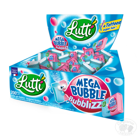 Grossiste Mega Bubble Bubblizz Lutti – Boîte de 200 Chewing-Gums Sans Gélatine Grossiste Mega Bubble Bubblizz Lutti – Boîte de 200 Chewing-Gums Sans Gélatine