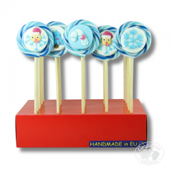 presentoir sucette santa bleu christmas artesan sucre cuit noel 60g