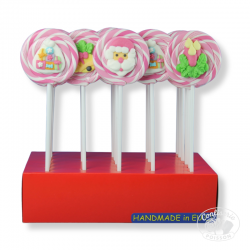 presentoir sucette santa pink rose christmas artesan sucre cuit noel 60g