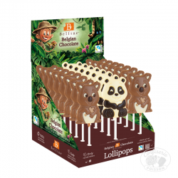 Boite presentoir sucettes Lollipops koala panda chocolat Lait 25g noel
