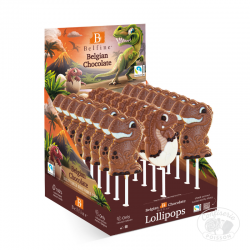Boite presentoir sucettes Lollipops dinosaure chocolat Lait 25g noel