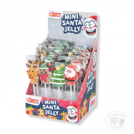 Sucettes Mini Santa Jelly Pop 4 personnages noel guimauve 10g