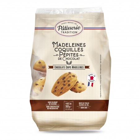 Madeleine Coquille pepite de chocolat 300g Emballée – Pâtisserie Moelleuse